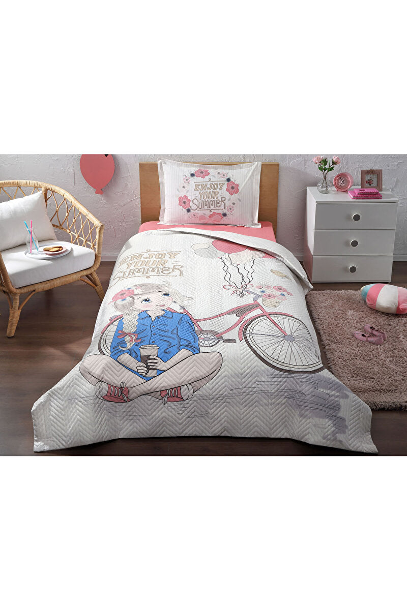 ÖZDILEK ENJOY Parure de lit avec housse en tissu matelassé 1 personne 4 saisons   ÖZDILEK ENJOY Tek kişilik Kapitoneli nevresim takımı 4 mevsimlik ÖZDILEK ENJOY Bettwäsche-Set mit gestepptem Stoffbezug 1 Person 4 Jahreszeiten. 