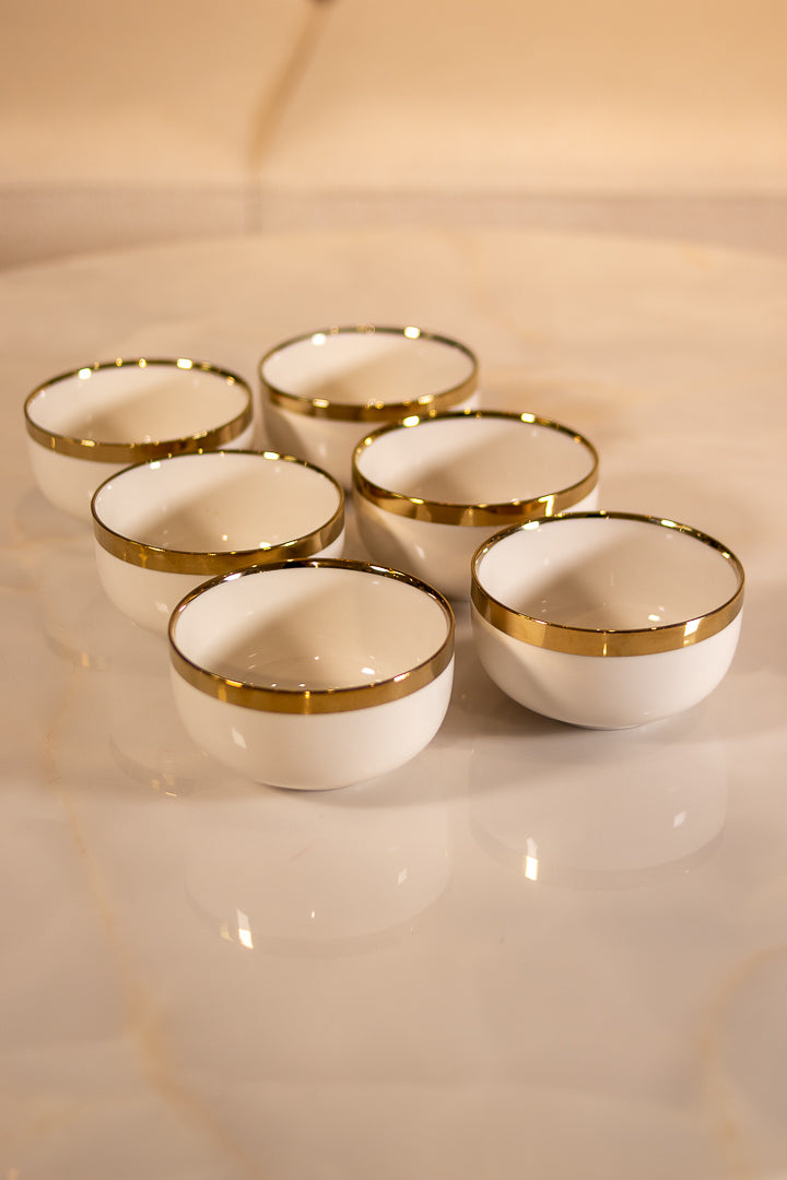 TREND HOME COLLECTION BOWL  Lot de 6 bols blanc/doré en porcelaine TREND HOME COLLECTION BOWL  6 Poreselen kase beyaz/dore  TREND HOME COLLECTION BOWL  6er-Set weiß/goldene Schalen aus Porzellan 