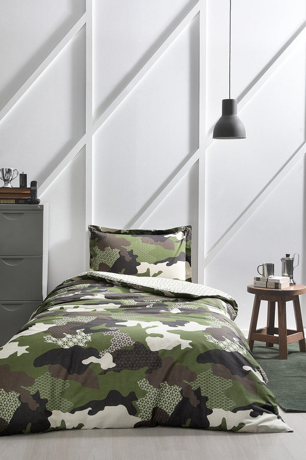 ÖZDILEK CAMOUFLAGE Parure de lit renforcé 1 personne ÖZDILEK CAMOUFLAGE Yeşil Tek kişilik ranforce nevresim takımı ÖZDILEK CAMOUFLAGE  Disney Kinderbettwäschegarnitur 1 Person  