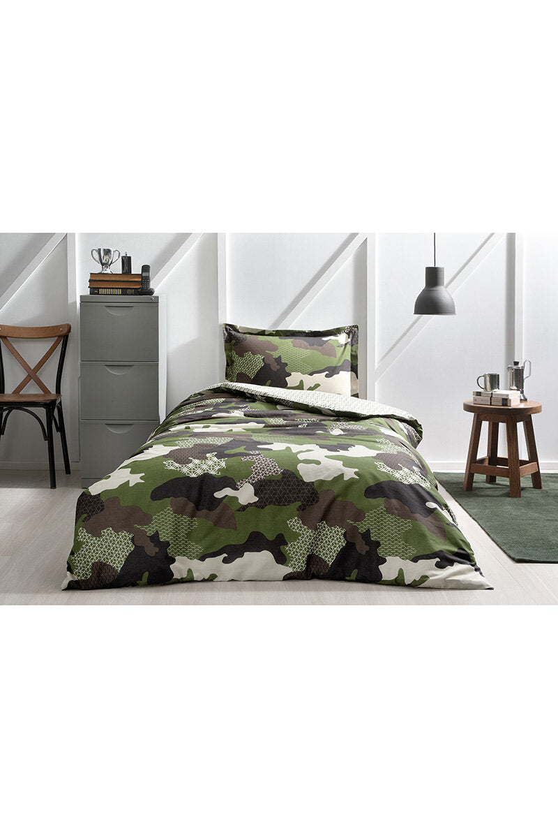 ÖZDILEK CAMOUFLAGE Parure de lit renforcé 1 personne ÖZDILEK CAMOUFLAGE Yeşil Tek kişilik ranforce nevresim takımı ÖZDILEK CAMOUFLAGE  Disney Kinderbettwäschegarnitur 1 Person  