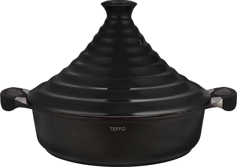 TEFFO LUXE Tajine en céramique et aluminium - Induction 32 cm noir blanc rouge TEFFO LÜKS Seramik ve alüminyum tagine - İndüksiyon 32 cm siyah beyaz kırmızı TEFFO LUXE Tajine aus Keramik und Aluminium - Induktion 32 cm schwarz weiß rot