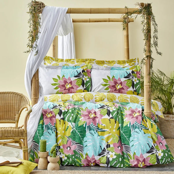 KARACA HOME TROPIC Parure de lit 100% coton 2 personnes Vert - Bella Home